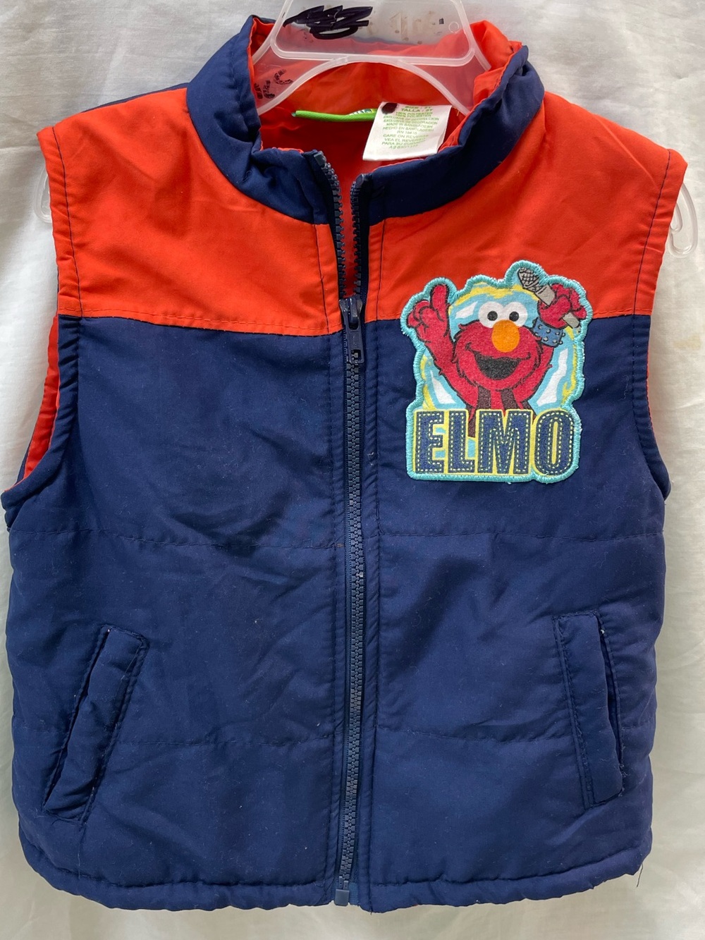 Sesame street Vintage Elmo Puffer Vest - Navy and Red boys sz 5t
